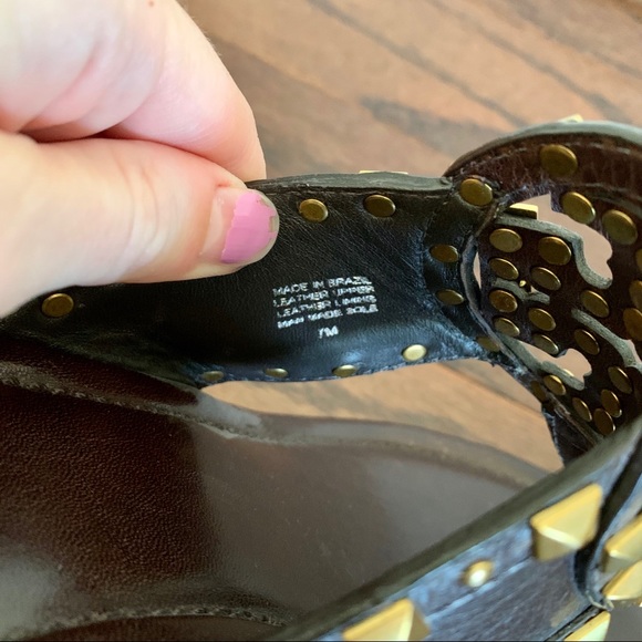 Tory Burch Brown Studded Marissa Wedges - Picture 8 of 8